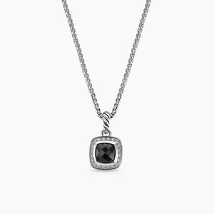 David Yurman Petite Albion Pendant Necklace, Sliver, Black Onyx, Diamonds